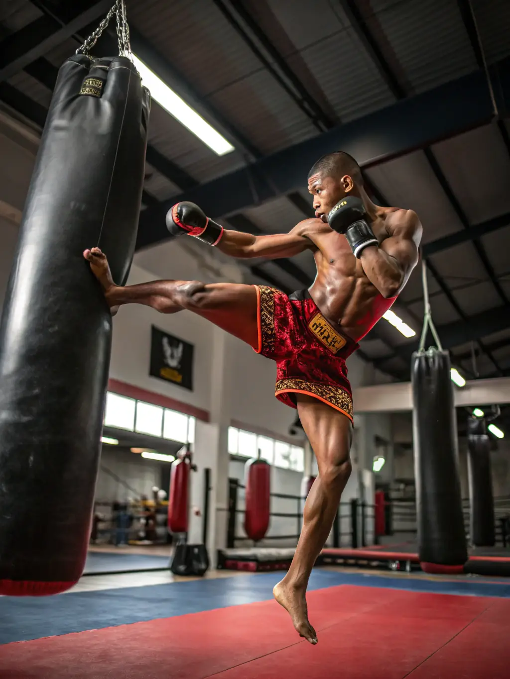 A dynamic Muay Thai training session, showcasing GAFAVE's performance-driven martial arts system, highlighting discipline and physical prowess.