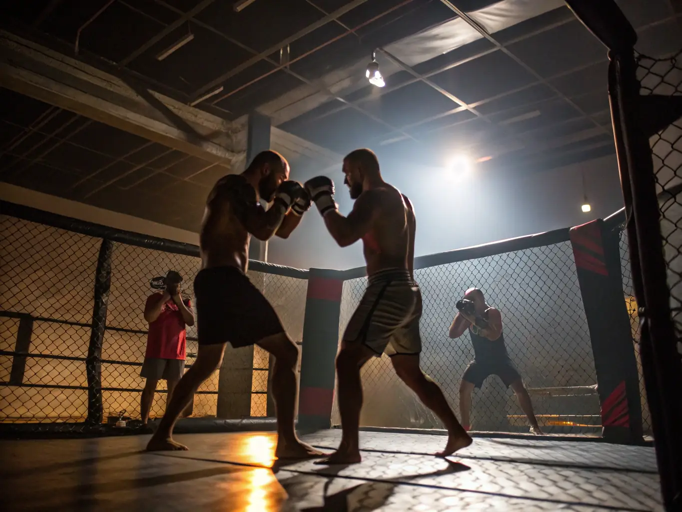 A powerful image of an advanced Muay Thai fighter engaged in a high-intensity training session, showcasing explosive movements, precise strikes, and unwavering focus. The fighter is pushing their limits, and the image conveys the dedication and discipline required to reach the highest levels of Muay Thai.