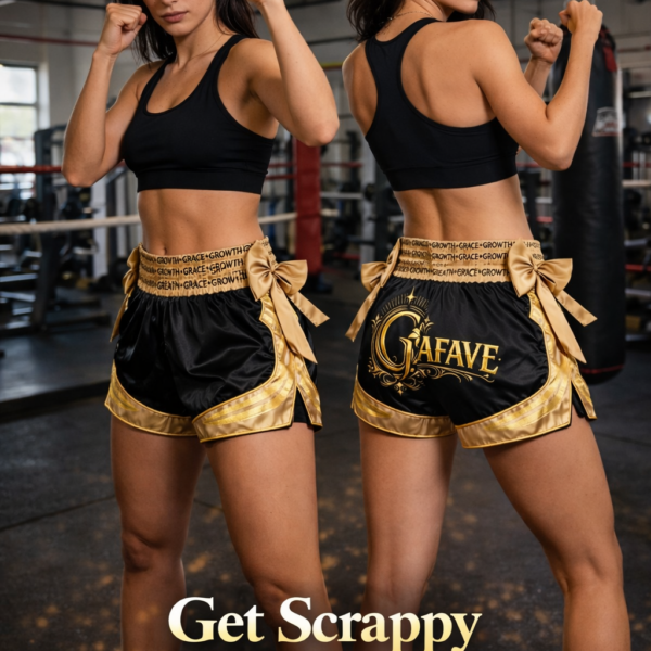 GAFAVE “Get Scrappy” Muay Thai Shorts – Signature Black/Gold